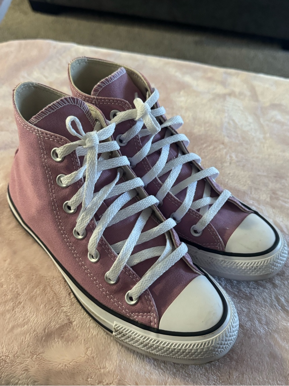 Converse High-Top Canvas Sneakers in Mauve Pink